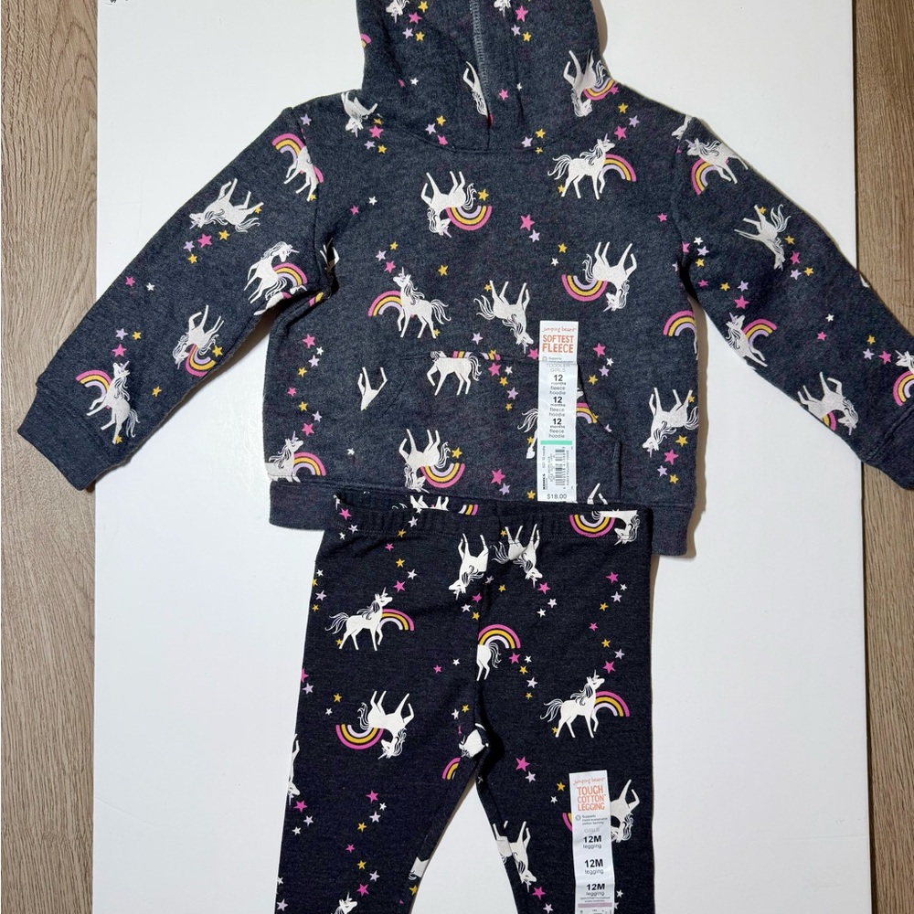 Jumping Beams Unicorn and Rainbow Hoodie and Leggings Set